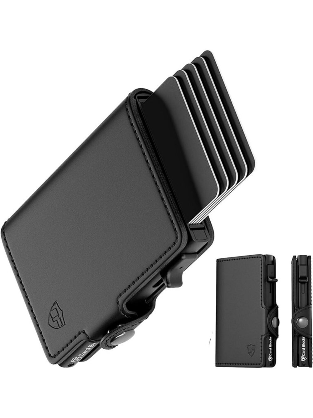 Sleek Black Genuine Leather RFID Wallet for Men - Slim Credit Card Holder